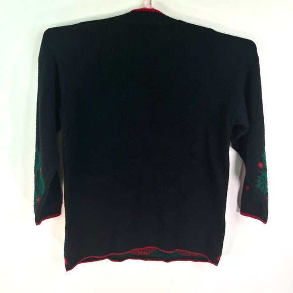 JJ Browne Christmas Sweater Womens Size 8 M Green Red BOHO Vintage Made USA - Picture 6 of 9